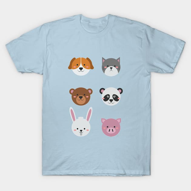 Cute Colorful Animals T-Shirt by Freid